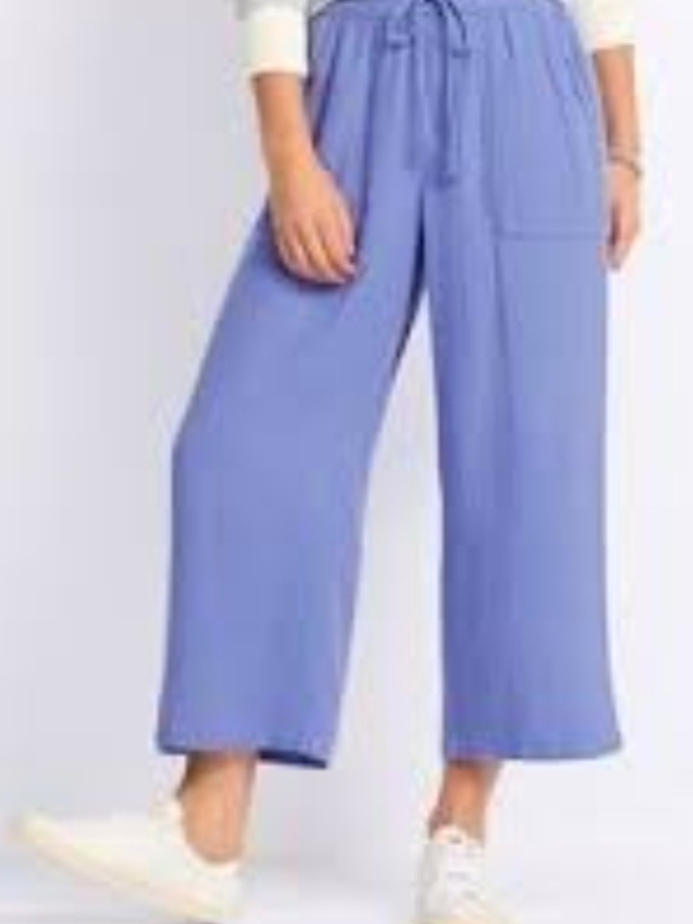 Wide-Leg Drawstring Pants in Periwinkle Blue